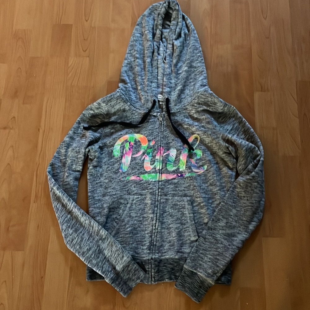 NWT Victoria's Secret Pink tropical logo zip up hoodie